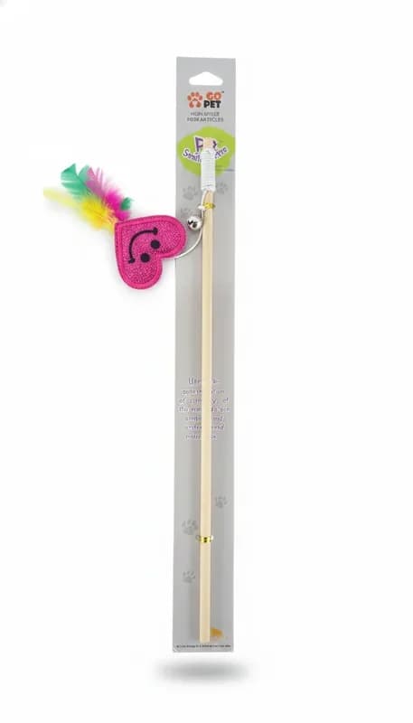 Wooden Cat Teaser Stick with Feather (15 inch)