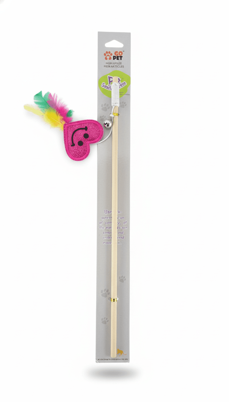 Wooden Cat Teaser Stick with Feather (15 inch)