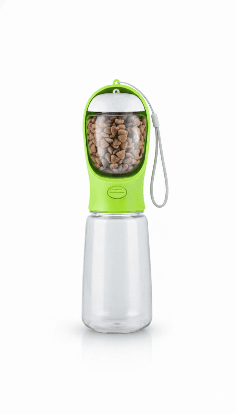 2-in-1 Pet Travel Feeding Bottle – Food & Water Dispenser (500 ml)