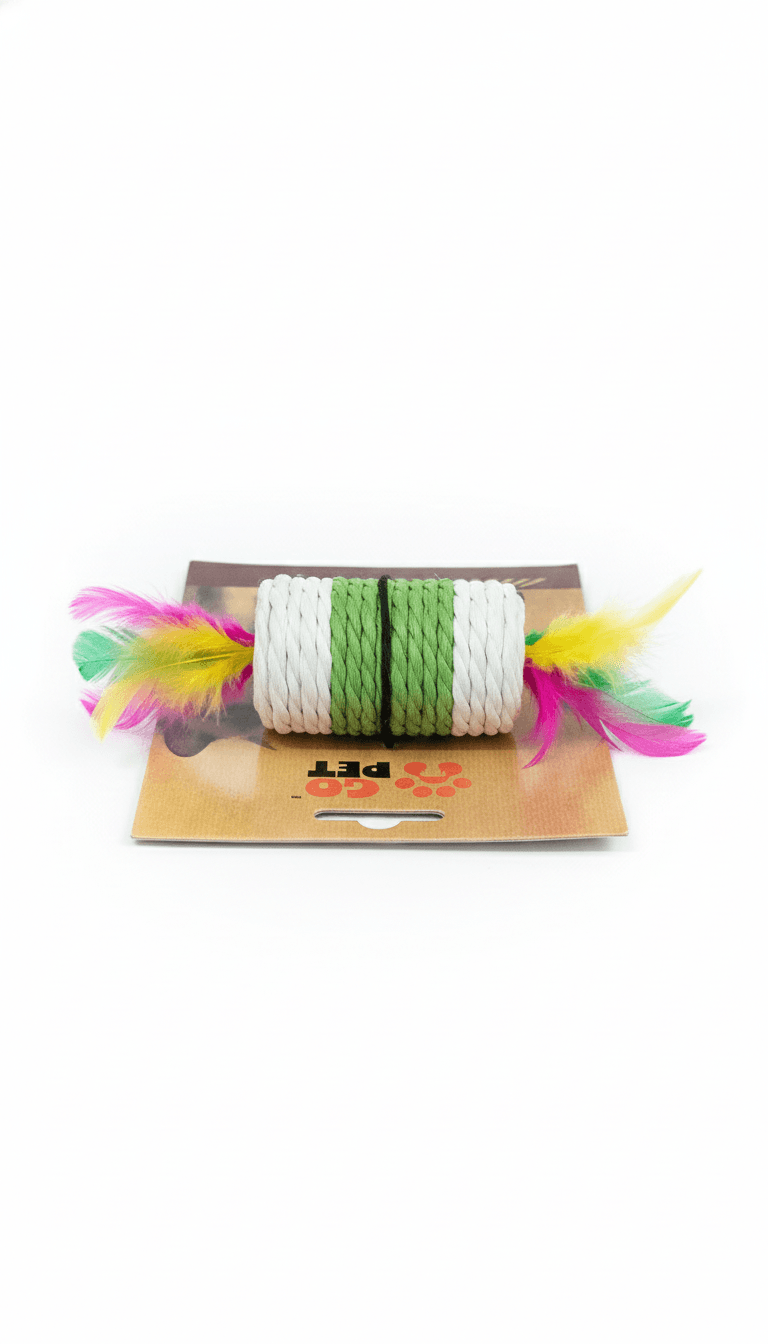 Interactive Kitten Rope & Feather Toy – Multi-Color Play Teaser