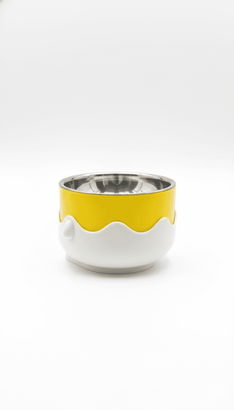 Cartoon Steel Pet Bowl with Plastic Outer Shell