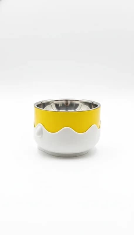 Cartoon Steel Pet Bowl with Plastic Outer Shell